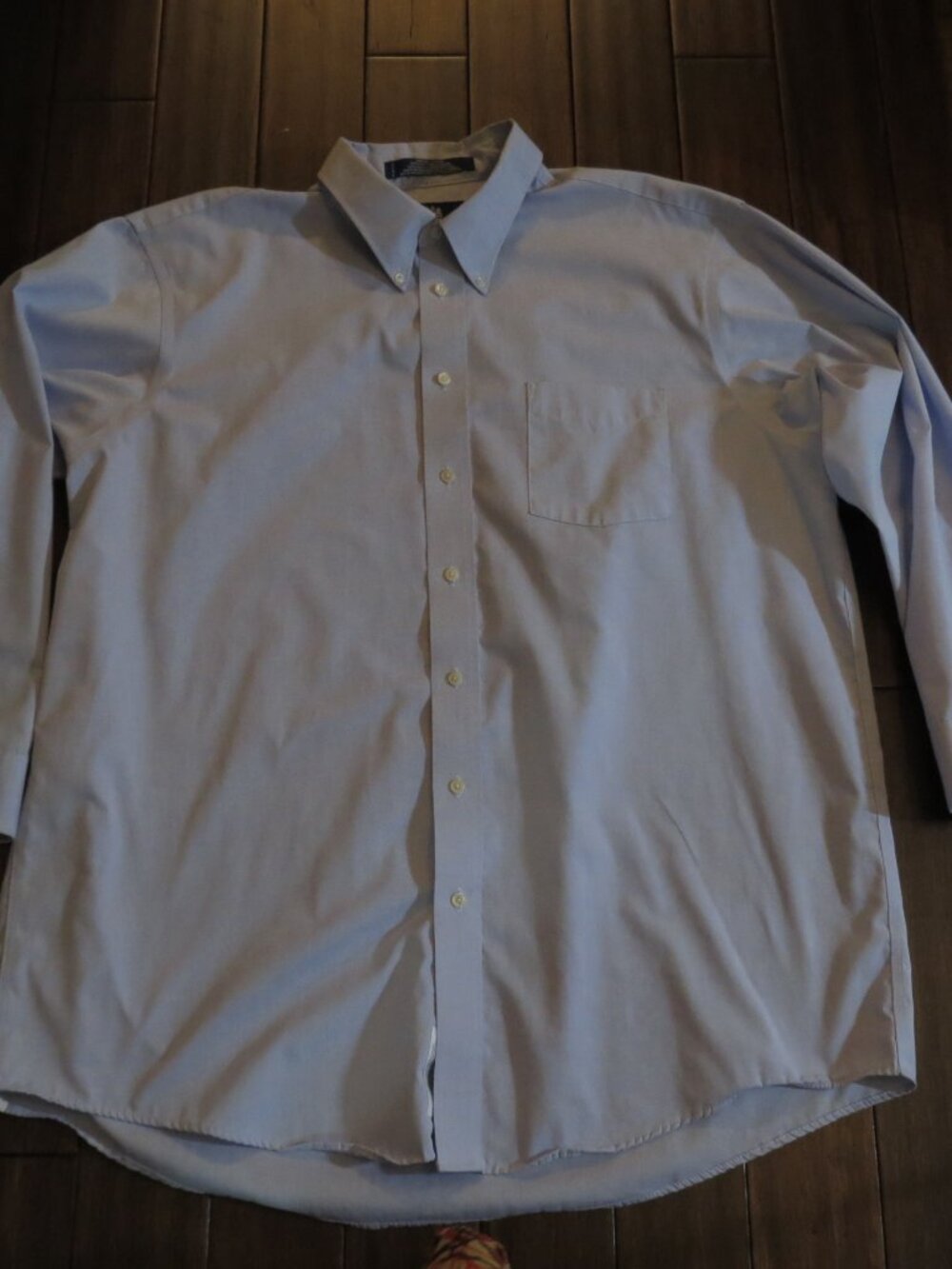 Stafford 18/34 Pinpoint Oxford Button Down Long Sleeve Shirt Blue